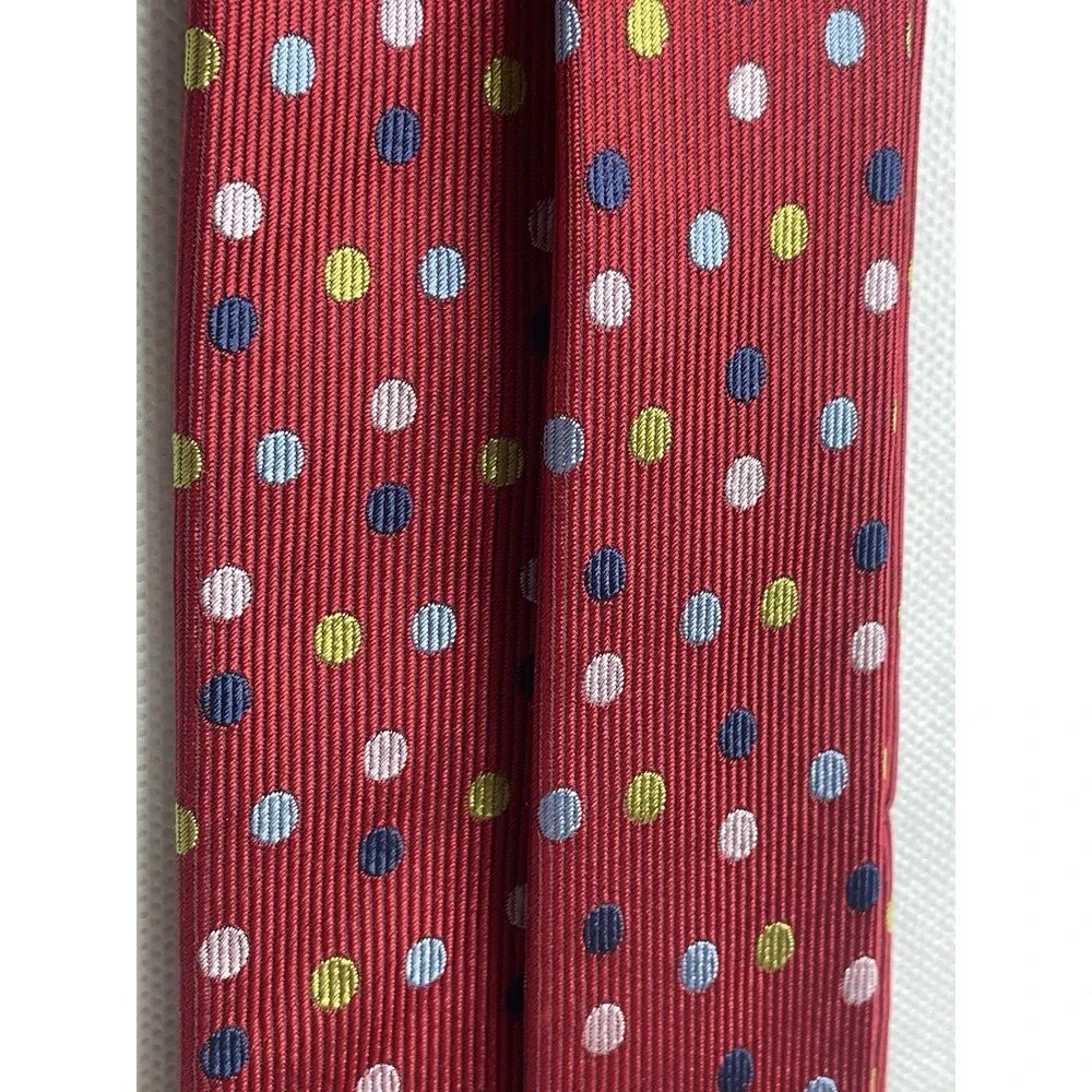 New Vintage Brioni Red Polkadot Tie Classic Repp Silk Handmade in Italy Necktie